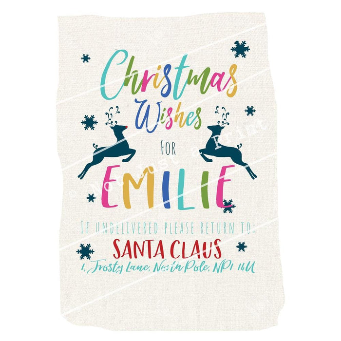 Personalised Santa Sack | Colourful Christmas Wishes | Custom Xmas Present Gift Bag | For Kids, Teens, Girls, Boys, Adults