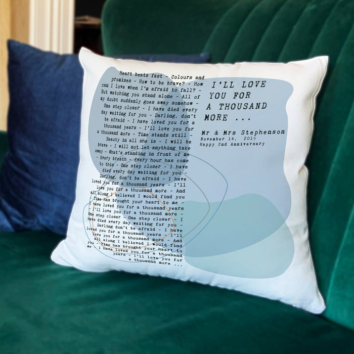 Heartstrings Harmony: Personalized Favourite Song Lyrics Pillow, Fathers Day Gift, First Dance Words Poem, Gift for Her or Him, Home Decor