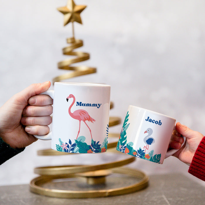 Flamingo Family Mug Set Mummy and Daddy Toddler Mug | Flamingoes Mothers Day Gift New Home Tropical Mugs