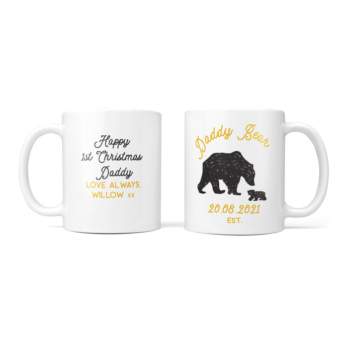 Personalised Daddy Bear Mug Coaster for Father's Day Papa New Dad Gramps Granda Gift Daddy Gift Husband, Personalized Gift