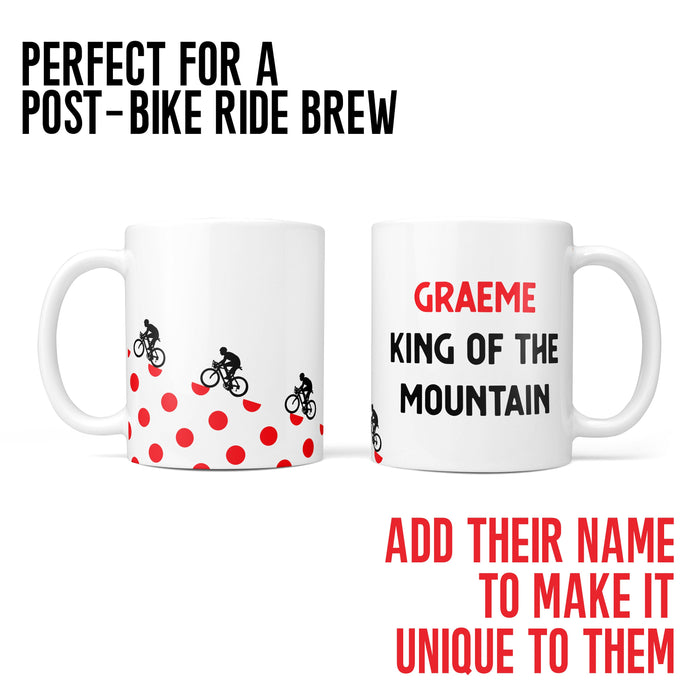 Personalised King of the Mountain Mug and Coaster Set - Any Name - Cyclist Bike Dirtbike Mug Gift