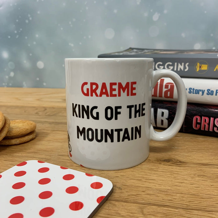 Personalised King of the Mountain Mug and Coaster Set - Any Name - Cyclist Bike Dirtbike Mug Gift