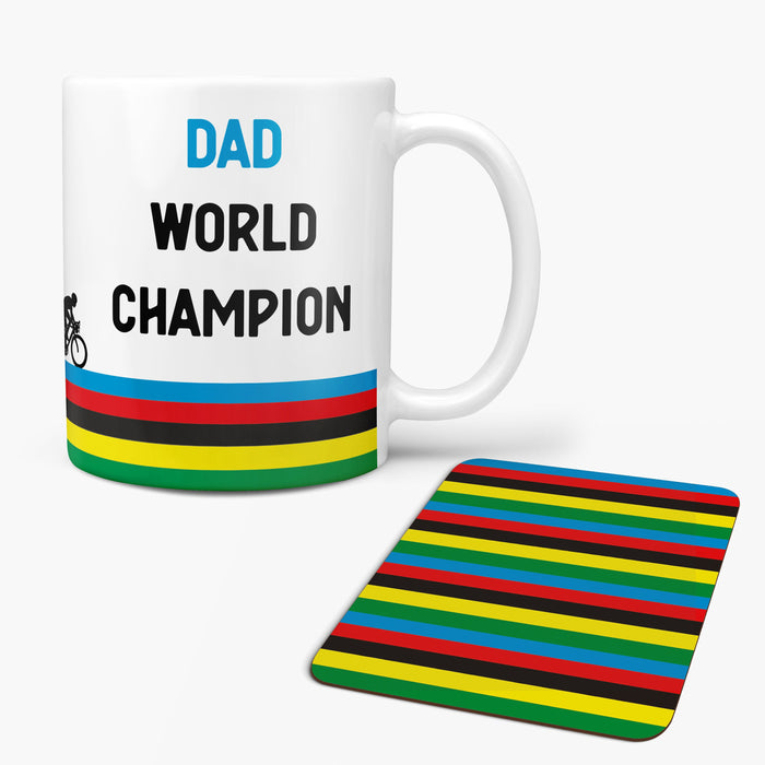 Race to the Finish Line : Personalized Cycling Champion Mug and Coaster Set, Fathers Day Gifts, Office Decor, Gift for Dad, Unique Gift