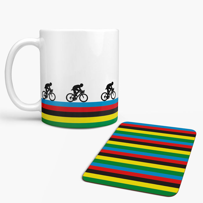 Race to the Finish Line : Personalized Cycling Champion Mug and Coaster Set, Fathers Day Gifts, Office Decor, Gift for Dad, Unique Gift