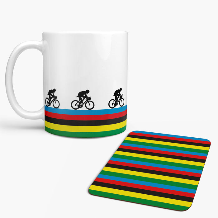 Personalised World Champion Cycling Mug and Coaster Set - Any Name - Cyclist Bike Dirtbike Mug Gift