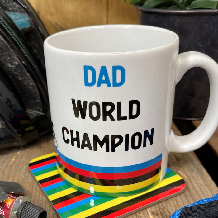 Personalised World Champion Cycling Mug and Coaster Set - Any Name - Cyclist Bike Dirtbike Mug Gift