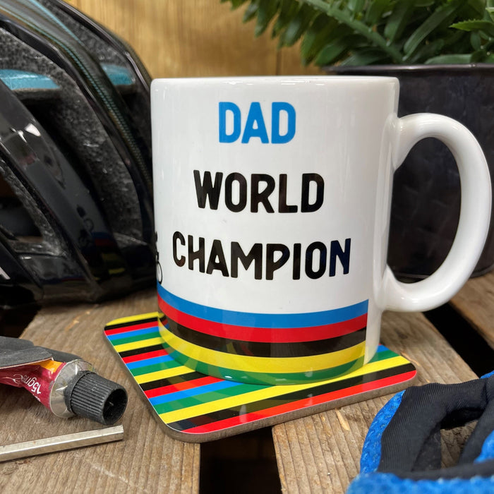 Personalised World Champion Cycling Mug and Coaster Set - Any Name - Cyclist Bike Dirtbike Mug Gift