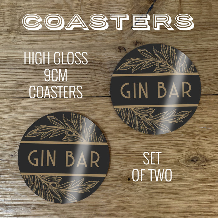 Personalised Art Deco Style Gin Bar Set to Create a Stylish Home Bar. Personalise Your Home Bar with a Stunning Bar Mat Set