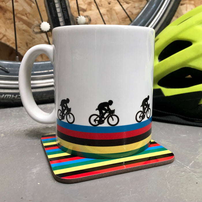 Personalised World Champion Cycling Mug and Coaster Set - Any Name - Cyclist Bike Dirtbike Mug Gift