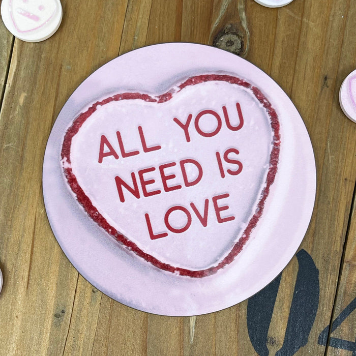 Candy Kisses - Adorable Personalized Love Hearts Coasters, Anniversary Gift, Gift, Customized Single Pair or Pack of 4, Any Text or Message