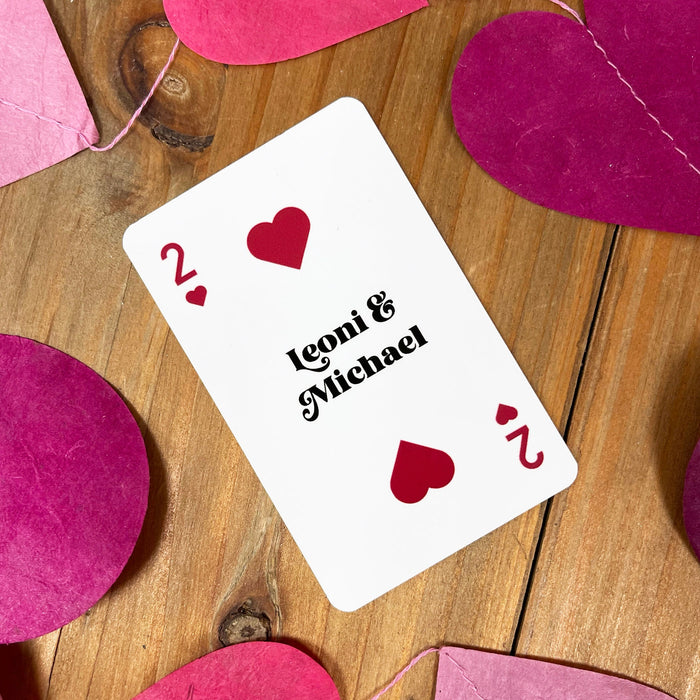 Valentine's Wallet Card 2 of Hearts Playing Card Personalised - Romantic Keepsake Valentines for Her Him Boyfriend Husband 2nd Anniversary