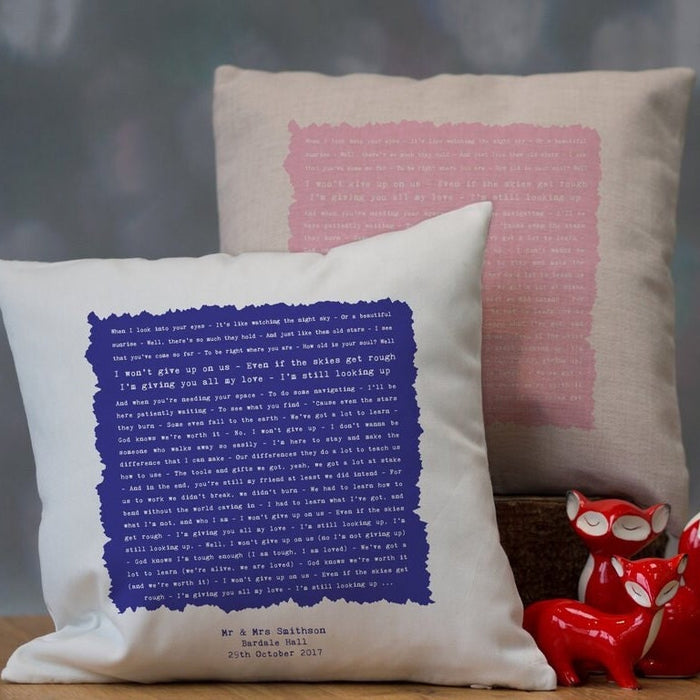 Personalized Music Fan Design Cushion - Etch your Favourite Indie Pop Rock Punk RNB Song Lyrics into His Her Cushions Home Decor, Unique