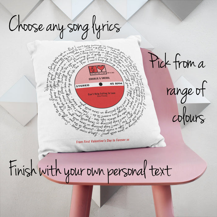 Personalized Unique Indie Pop Rock Punk RNB Song Lyrics Cushions - Vinyl Record Style Pillow, Fathers Day Gift, Birthday Gift, New Home Gift