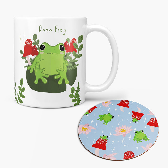 Personalised Frog Family Mug and Coaster Set | Cute Custom Froggy Gift | Mothers Day Gift | Gift For Her For Him Frog Friends