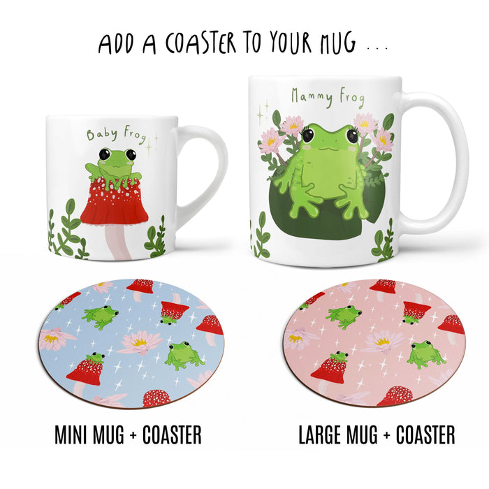 Hoppy Family: Personalized Frog Mug and Coaster Set - Custom Froggy Gift, Family Gift, Gift for Mum and Dad, New Home Decor, Unique Gift