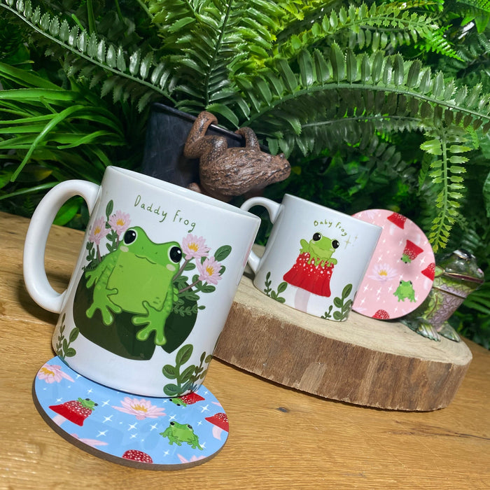 Personalised Frog Family Mug and Coaster Set | Cute Custom Froggy Gift | Mothers Day Gift | Gift For Her For Him Frog Friends