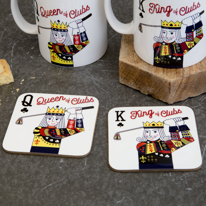 Personalised Golf Mug Gift Set | Queen of Clubs Funny Golfing Mug & Coaster | Stocking Stuffer Gift for Her Mum Wife Daughter Mothers Day