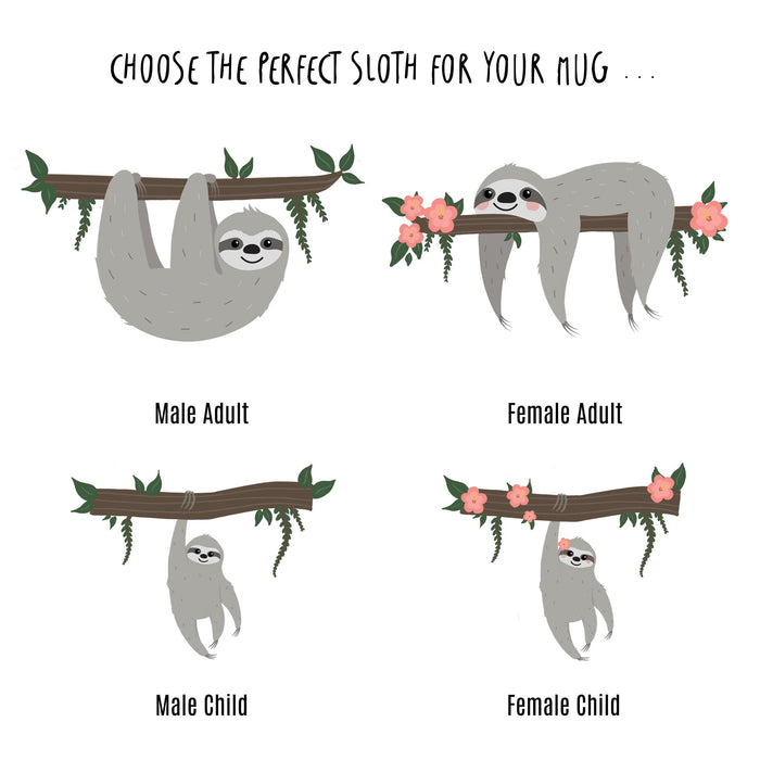 Lazy Days, Cozy Nights: Adorable Sloth Family Mug Collection, Create Your Own Family Set, Gift for Dad and Mum, Personalised Mug, New Home