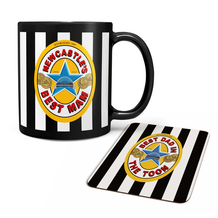 Best Mam in the Toon Mug Coaster & Keyring Set | Birthday Gift | Best Dad Pal Sister Brother Friend | Newcastle Brown Ale | For Geordies