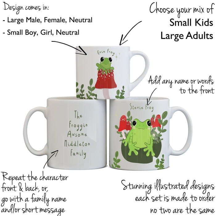 Personalised Frog Family Mug and Coaster Set | Cute Custom Froggy Gift | Mothers Day Gift | Gift For Her For Him Frog Friends