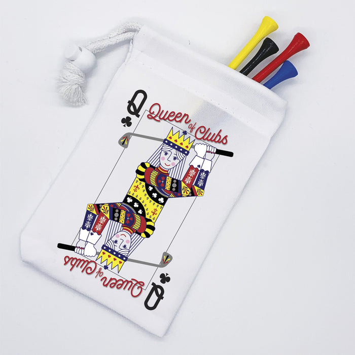 Personalised Queen of Clubs Golf Pouch | Golf Tee Bag stocking filler gift for woman | Funny Golfing Bag Hand Finished in the UK Mothers Day