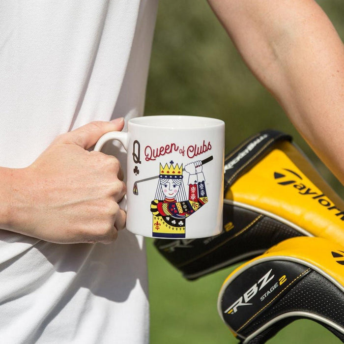 Personalised Golf Mug Gift Set | Queen of Clubs Funny Golfing Mug & Coaster | Stocking Stuffer Gift for Her Mum Wife Daughter Mothers Day