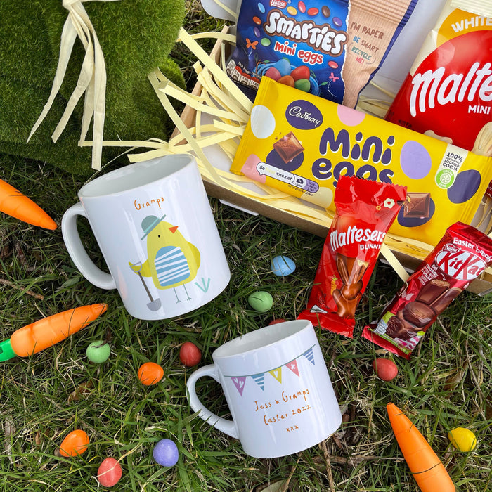 Easter Selection Box Gift With Personalised Mug Option - Mini Hamper Letterbox Pack for Children | Alternative Easter Present for Kids