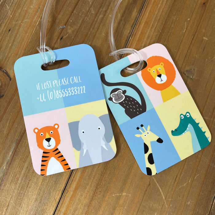 Jungle Animals Passport Photos Cover & Luggage Tag - Personalised Any Name - Gift For Child Kid Toddler First Holiday Vacation Adventure