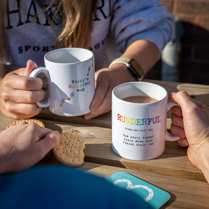 Personalised Running Mug - Running Gifts Set With FREE Coaster - Runderful Definition Mugs - Running Gifts for Her Him, Fathers Day Gift