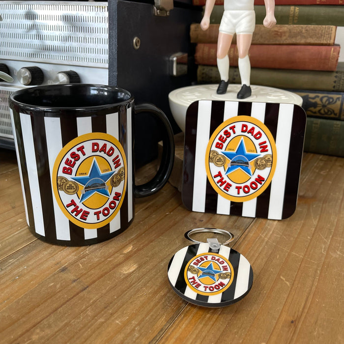 Fathers Day Gift for a Toon Fan - Best Dad Mug, Coaster & Keyring Set, Gift for Dad, Best Friend, Gift for Him Newcastle Brown Ale NUFC dads