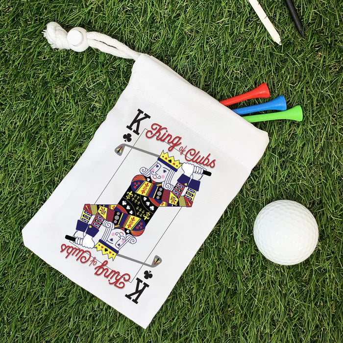 Personalised King of Clubs Golf Pouch | Golf Tee Bag Gift for Men | Funny Golfing Bag | Stocking Stuffer, Father's Day Present for Golfer