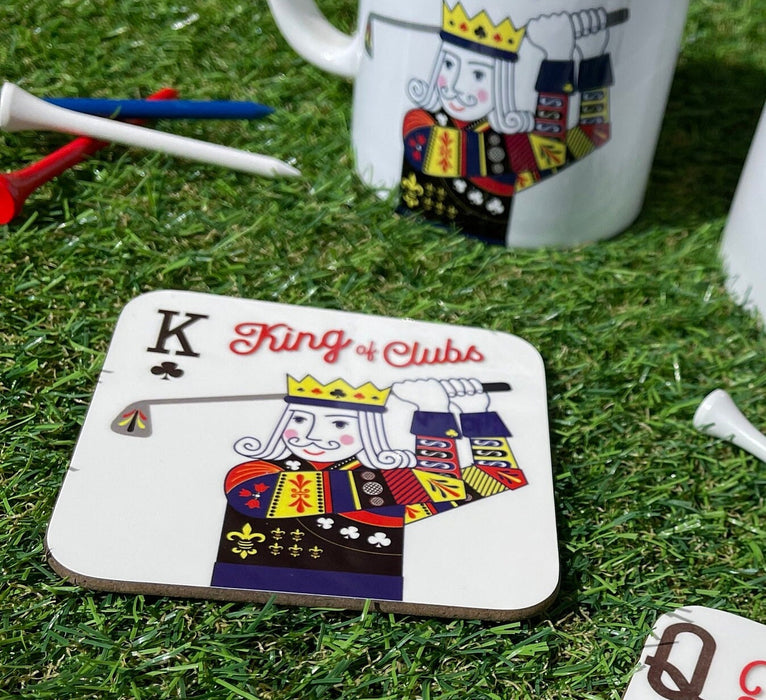 King of Clubs Golfing Themed Coaster | Ideal gift for Father's Day Gift, Anniversary, Home gift, Birthday Gift, Father