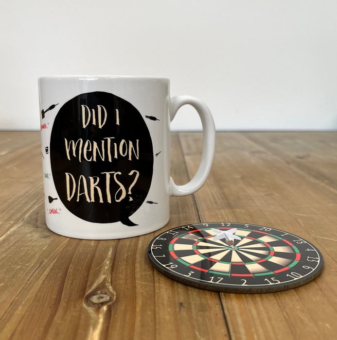 Funny Darts Gift Personalised Phrases Mug Dart Board Gift Set | Father's Day Gift for Darts Fan Dad Grandad | Birthday Present Custom Made