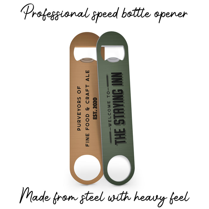 Custom Home Bar Set | Personalised Craft Beer Ale Gift | Bar Mat Coasters Bottle Opener Perfect for Father's Day 2022 | Jubilee Garden Party