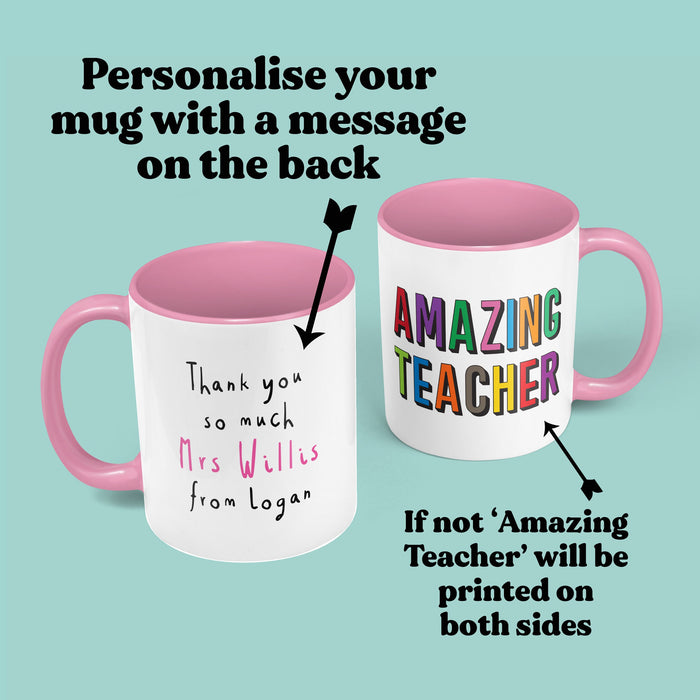 Personalised Amazing Teacher Gift Mug & Coaster - Thank You Teacher Gift - For First School, Primary, Middle School Teacher, Tutor, Lecturer