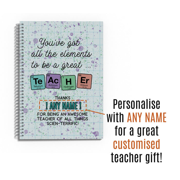 Personalised Gift For Science Teacher Notepad - Chemistry Scientist - Customised Any Name - End of term gift for Tutor, Lab Assistant