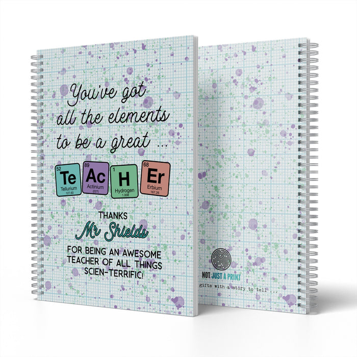 Personalised Gift For Science Teacher Notepad - Chemistry Scientist - Customised Any Name - End of term gift for Tutor, Lab Assistant