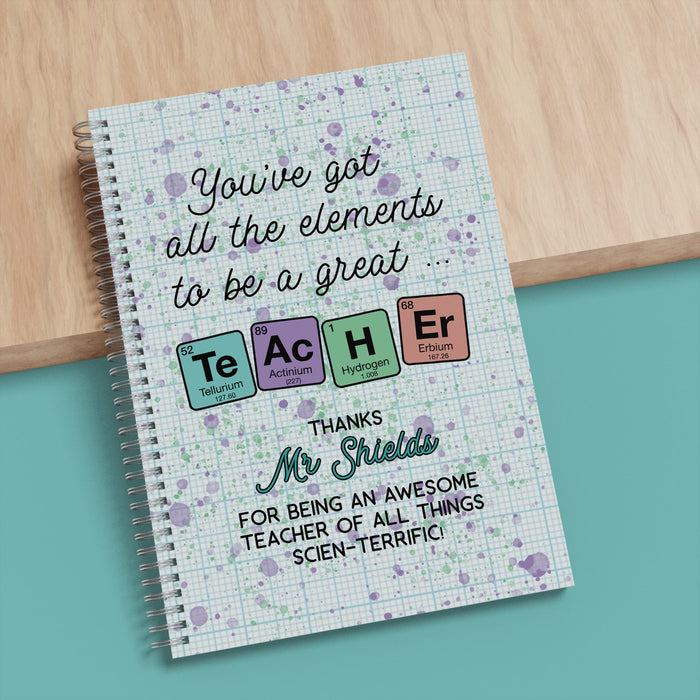 Personalised Gift For Science Teacher Notepad - Chemistry Scientist - Customised Any Name - End of term gift for Tutor, Lab Assistant