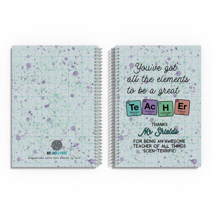 Personalised Gift For Science Teacher Notepad - Chemistry Scientist - Customised Any Name - End of term gift for Tutor, Lab Assistant