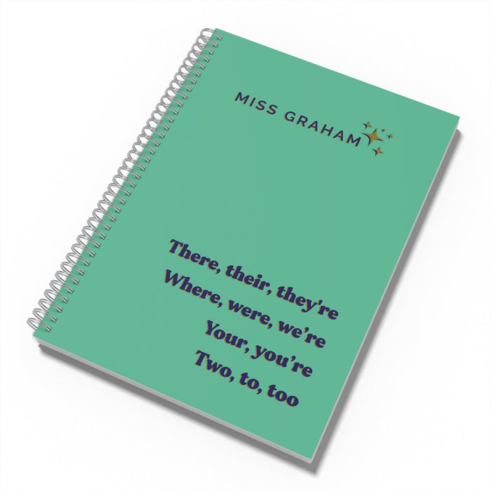 Funny Gift For English Teacher Personalised Notepad - Grammar Joke Tricky Words - Custom Any Name - End of term gift for Reception Reader TA