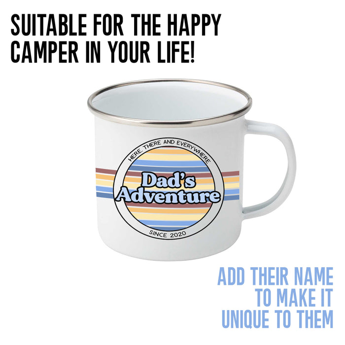 Campfire Chronicles - Personalized Enamel Mug for Outdoor Adventures, Gift for Dad and Mum, Retro Camping Father, Best Friend Gift, Home