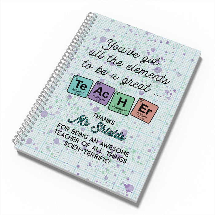 Personalised Gift For Science Teacher Notepad - Chemistry Scientist - Customised Any Name - End of term gift for Tutor, Lab Assistant