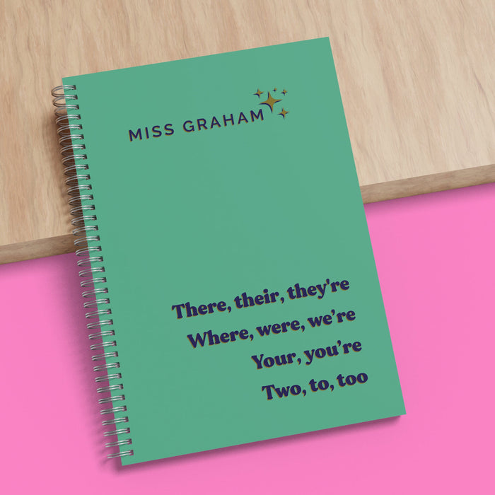 Funny Gift For English Teacher Personalised Notepad - Grammar Joke Tricky Words - Custom Any Name - End of term gift for Reception Reader TA