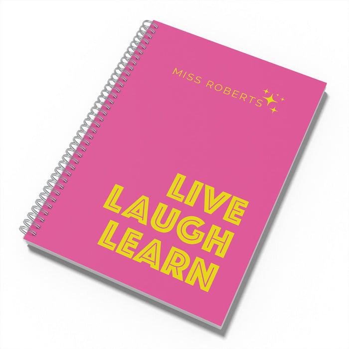 Personalised Gift For English Teacher Notepad - Funny Live Laugh Learn - Customised Any Name - End of term gift for Reception Reader TA LSA