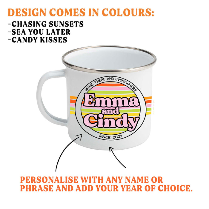 Personalised Retro Enamel Camping Mug | Gift for Caravanner or Campervan driver | Custom Campfire Mug