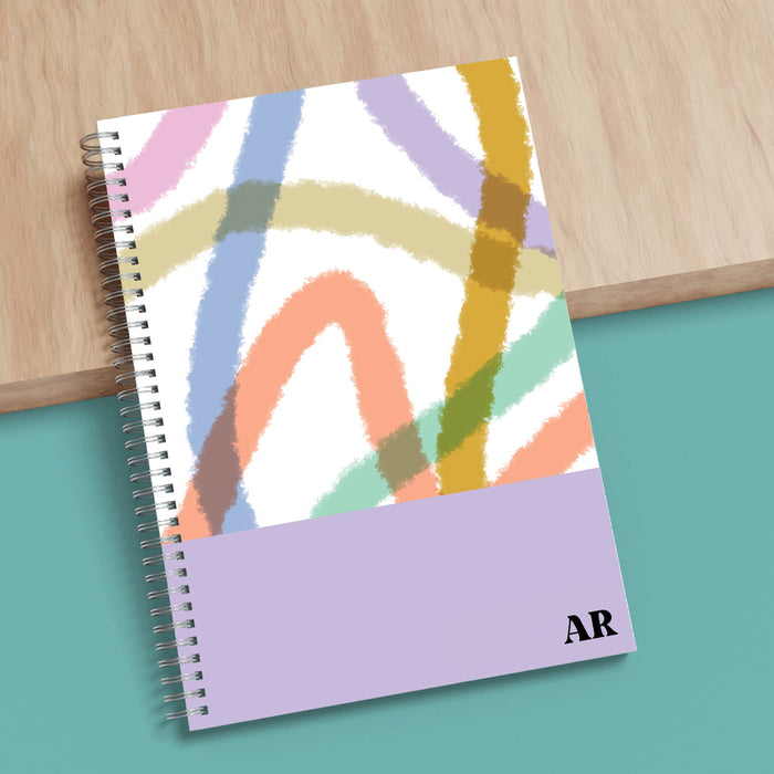 Personalised Journal Notebook, Pastel Chalk Print - Customised Any Name - Gift for Stationery Lover - New term gift for Teacher or Student