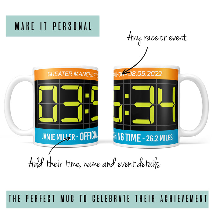 Gift for Runner - Mug & FREE COASTER - Race Finisher Award - Celebrate a PB with a Running Mug for him her - Any Event 5k 10k Half Marathon