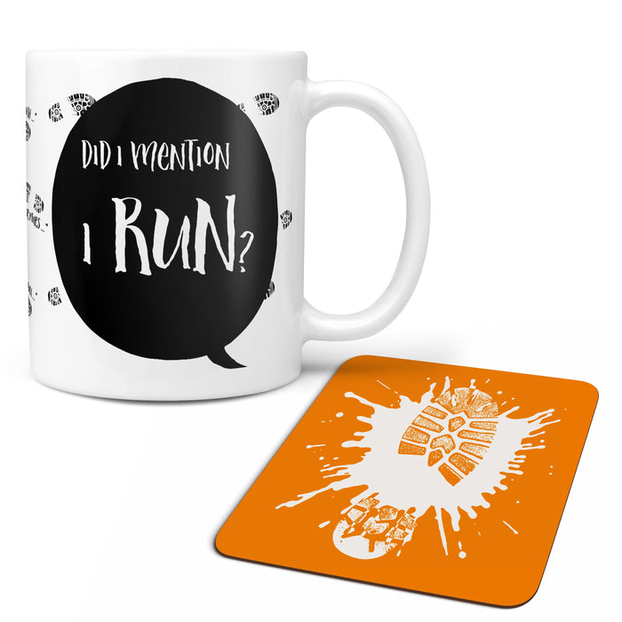 Did I Mention I Run? Running Mug & Coaster Gift Set |  Personalised Funny Gift for Him, Her, Runner, Birthday, Mothers Day, Mum, Dad