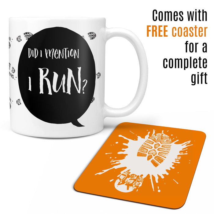 Did I Mention I Run? Running Mug & Coaster Gift Set |  Personalised Funny Gift for Him, Her, Runner, Birthday, Mothers Day, Mum, Dad