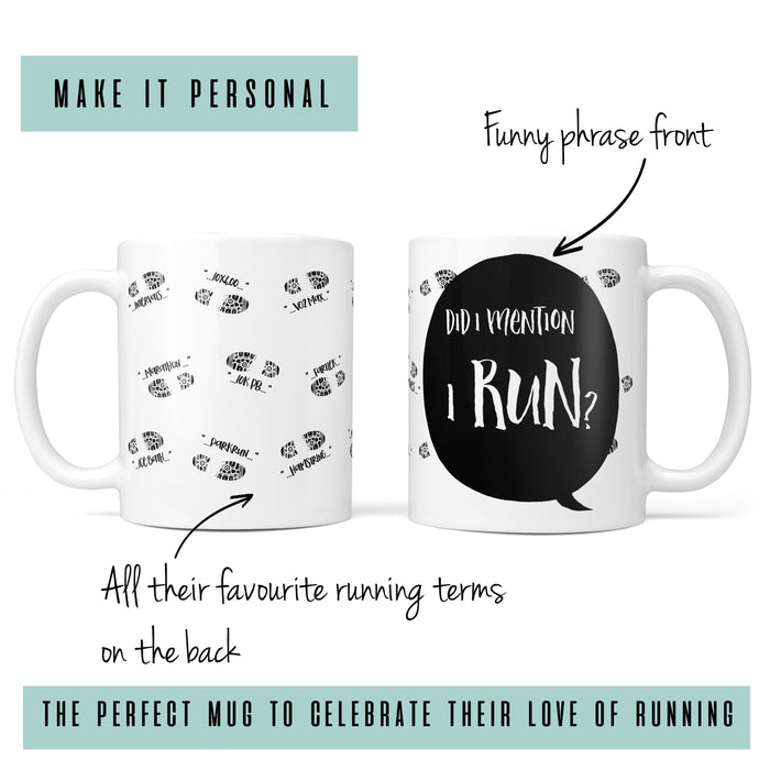 Gift for Runner - Mug FREE with COASTER - customised personalised funny running gift - fun running present